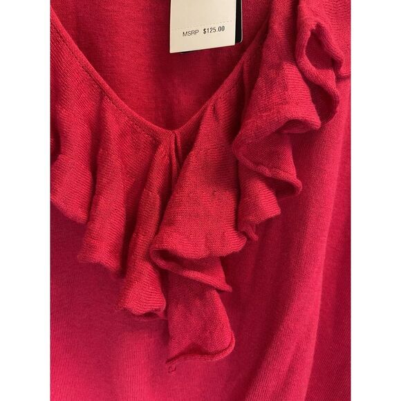 Women's Red Ruffle Sweater - Picture 4 of 6